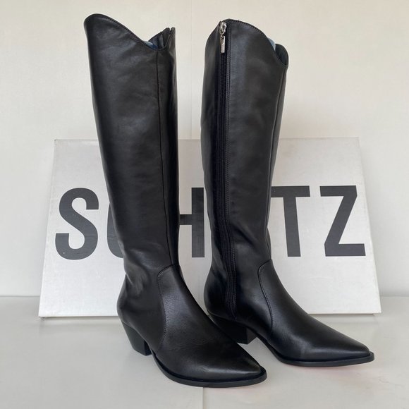 SCHUTZ Shoes - NIB SCHUTZ FANTINNE TALL LEATHER WESTERN BLACK BOOTS